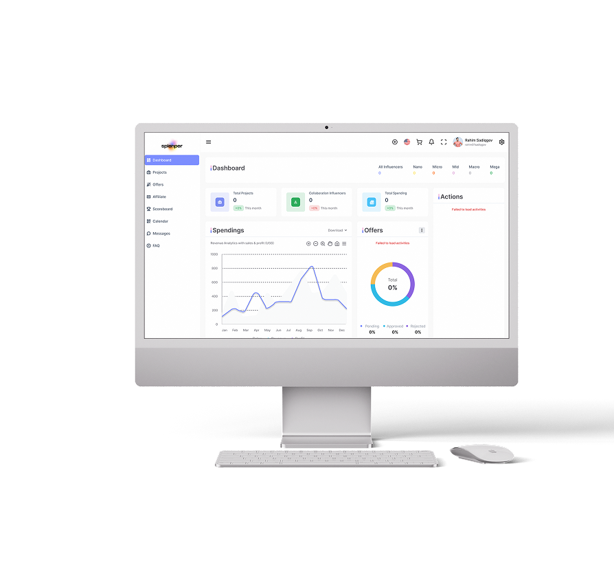 Splenper Dashboard Mockup
